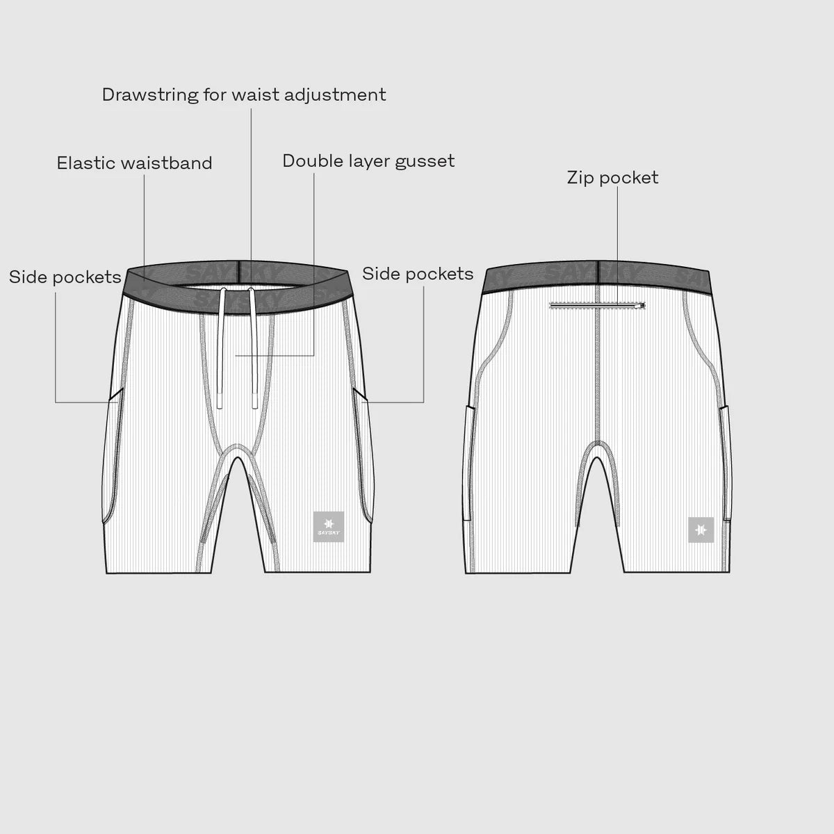 Combat+ Rib Short Tights 8" - Grey