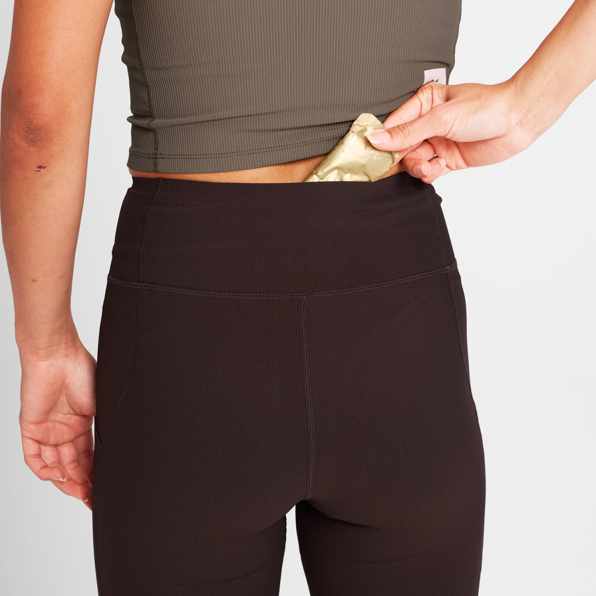 W Combat+ Rib Long Tights - Coffee