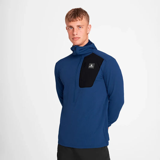 Combat Half Zip Fleece Hoodie - Blue