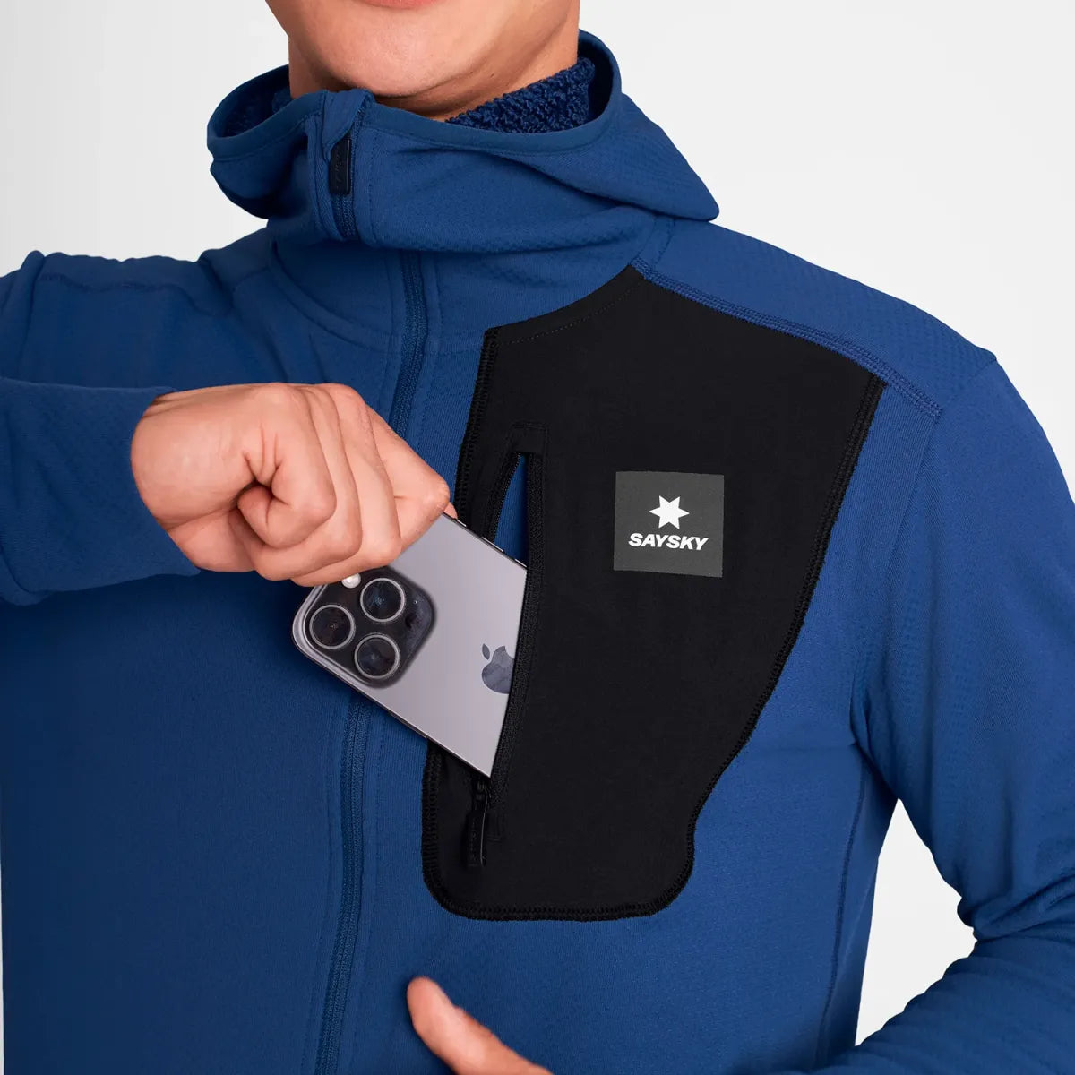 Combat Half Zip Fleece Hoodie - Blue