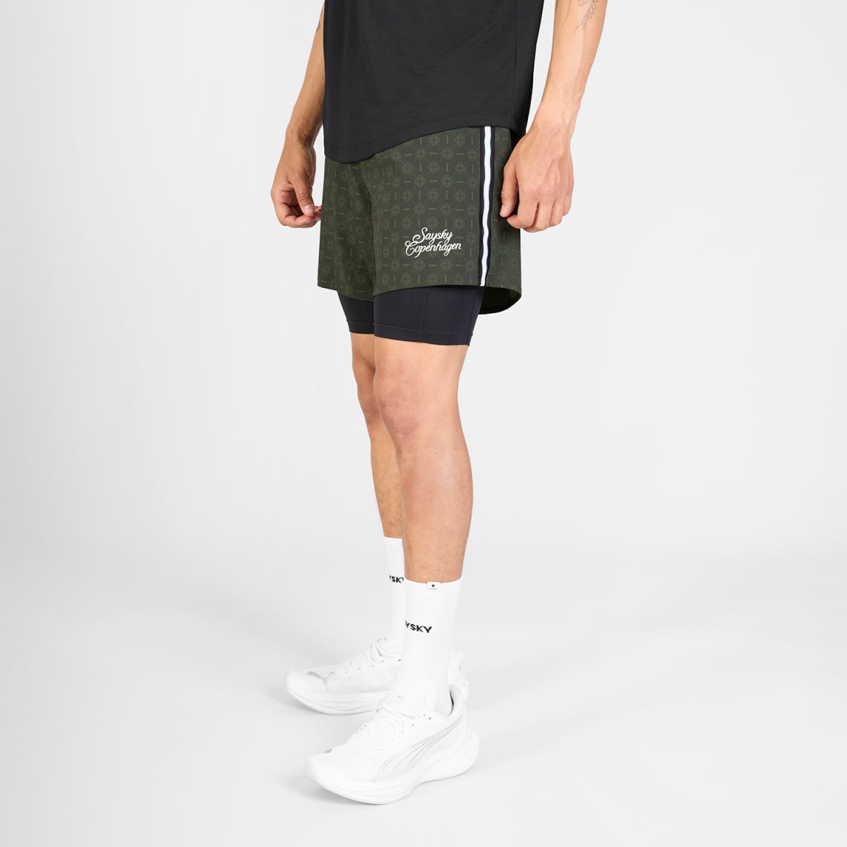 Couture Pace 2 in 1 Shorts 5" - Green AOP