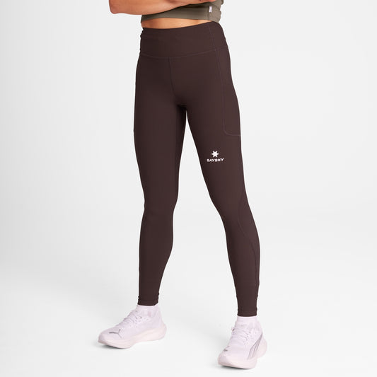 W Combat+ Rib Long Tights - Coffee