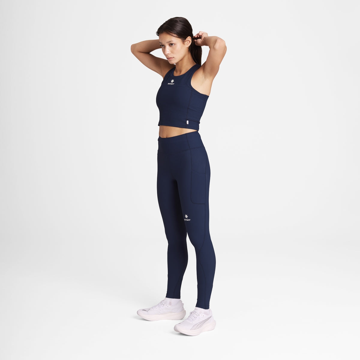 W Combat Rib Crop Top - Blue