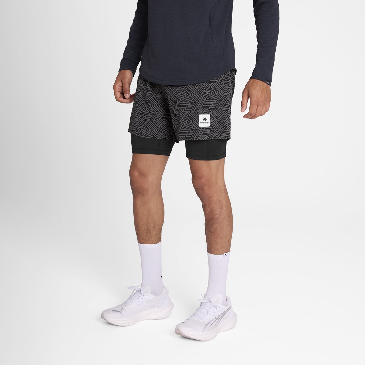 Reflective Pace 2 in 1 Shorts 5" - Black AOP