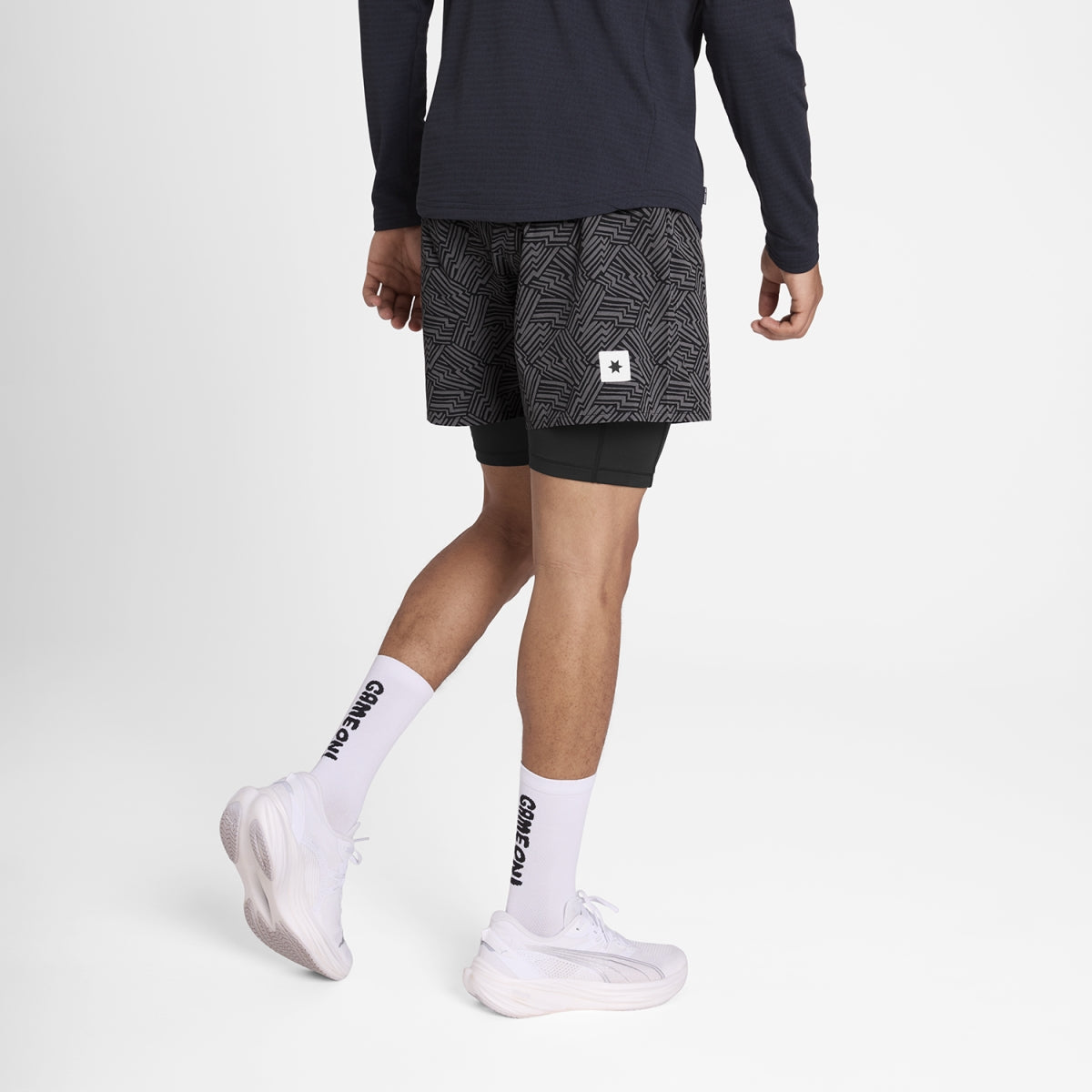 Reflective Pace 2 in 1 Shorts 5" - Black AOP