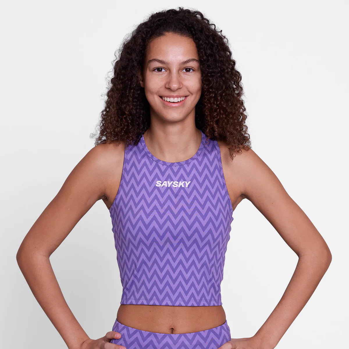 W Zig Zag Combat Crop Top - Purple