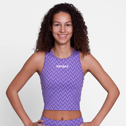 W Zig Zag Combat Crop Top - Purple