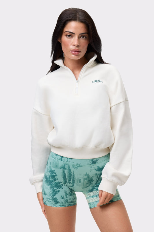 Half Zip Sweatshirt - Whisper White